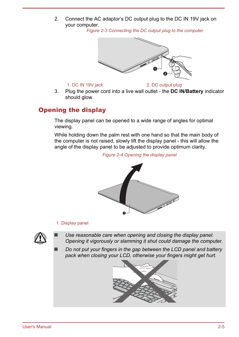 Opening the display | Toshiba Satellite NB10T-A User Manual | Page 24 / 116