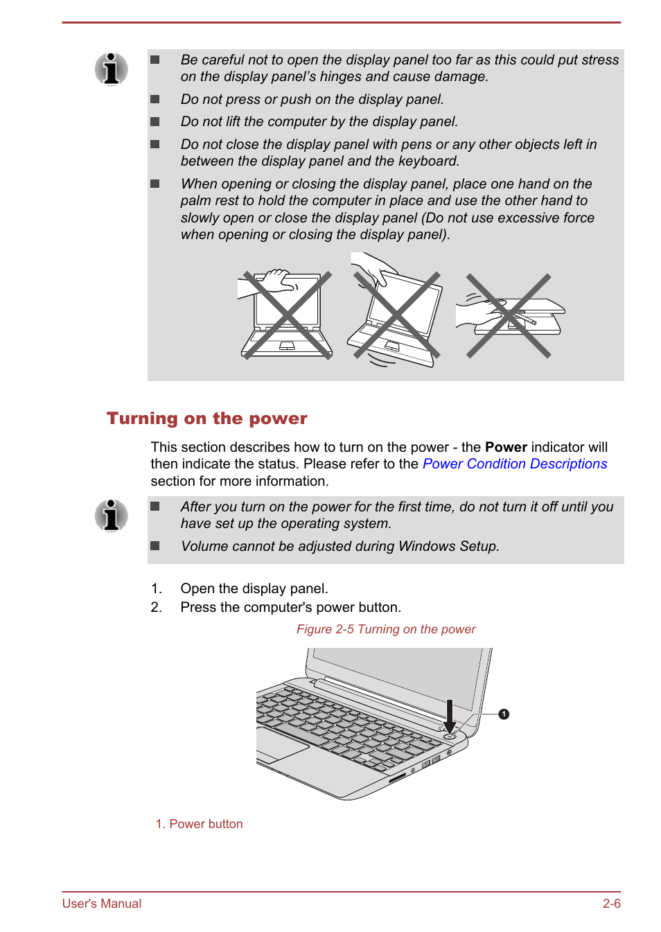 Turning on the power | Toshiba Satellite NB10T-A User Manual | Page 25 / 116