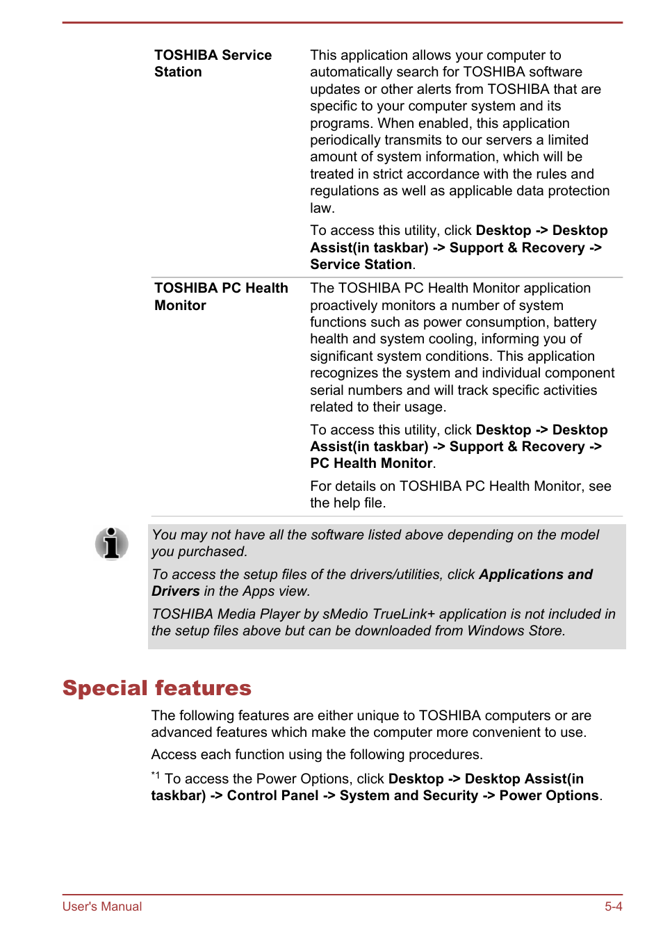 Special features, Special features -4 | Toshiba Satellite NB10T-A User Manual | Page 72 / 116