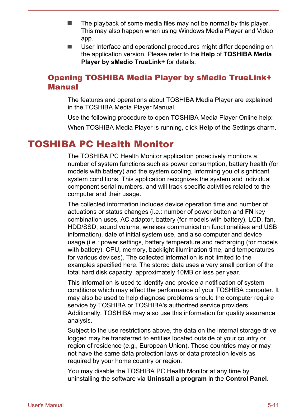 Toshiba pc health monitor, Toshiba pc health monitor -11 | Toshiba Satellite NB10T-A User Manual | Page 79 / 116