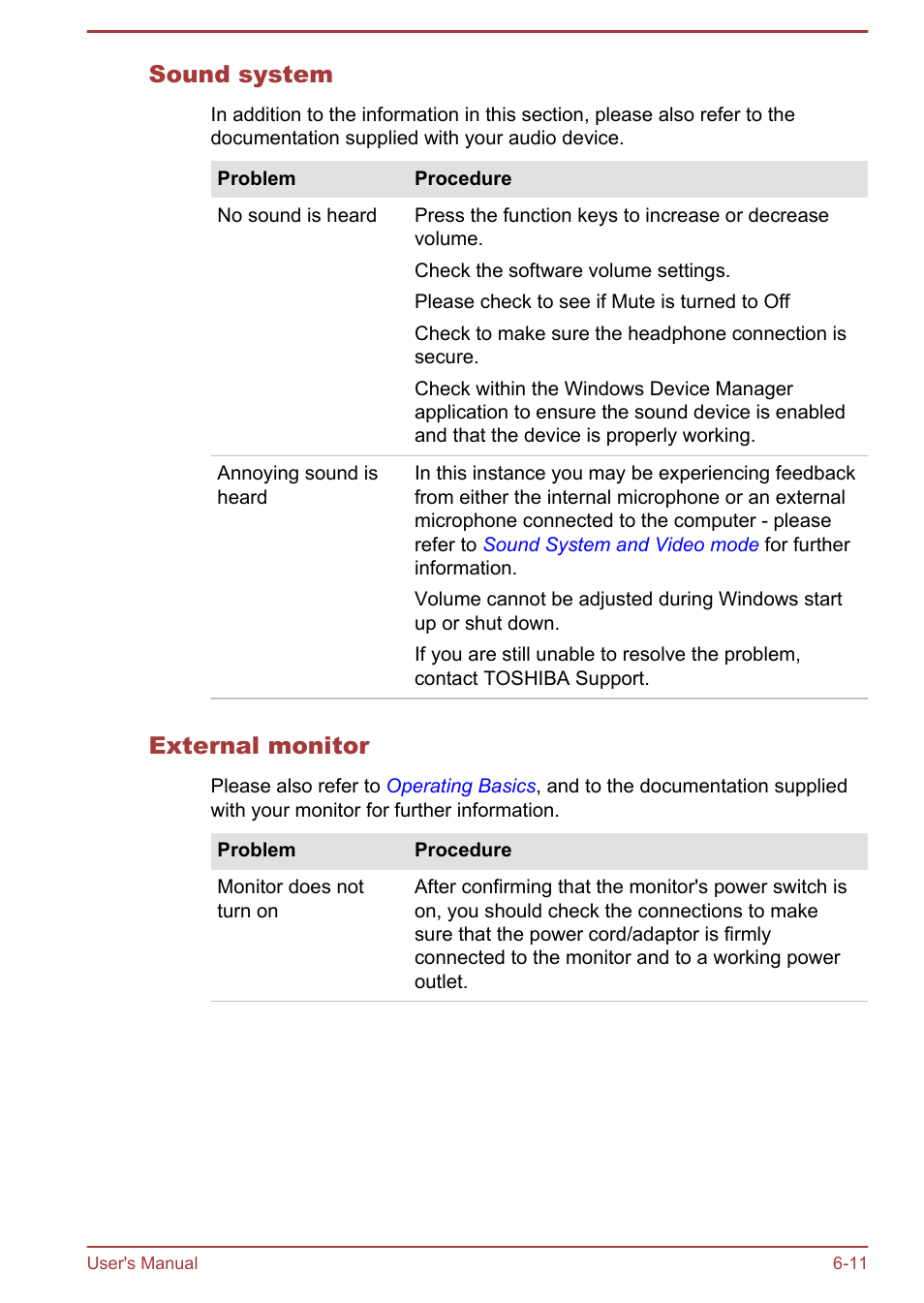 Sound system, External monitor | Toshiba Satellite NB10T-A User Manual | Page 94 / 116