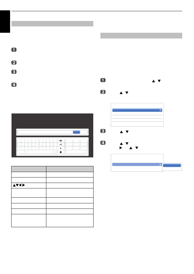 Using the software keyboard, Network device setup, Apps control profile | En g lis h, Input operation on the remote control, New device detection, Pairing, Bbc c | Toshiba M6363 User Manual | Page 44 / 94