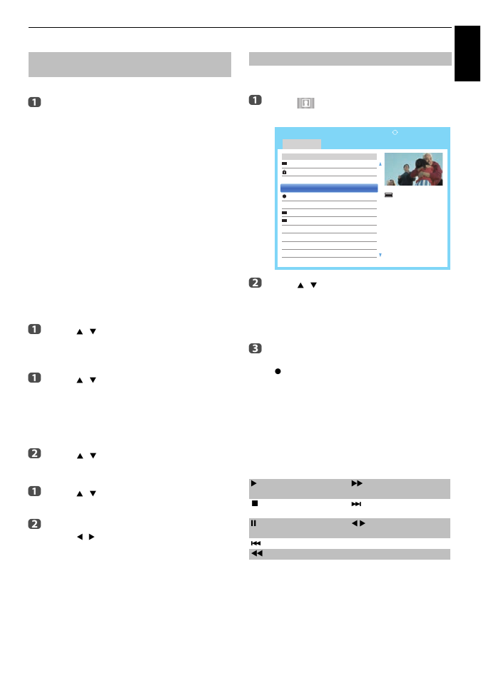 To check, edit or delete scheduling information, To view a recorded programme, Engl ish | Recording list, Operations during viewing | Toshiba M6363 User Manual | Page 49 / 94