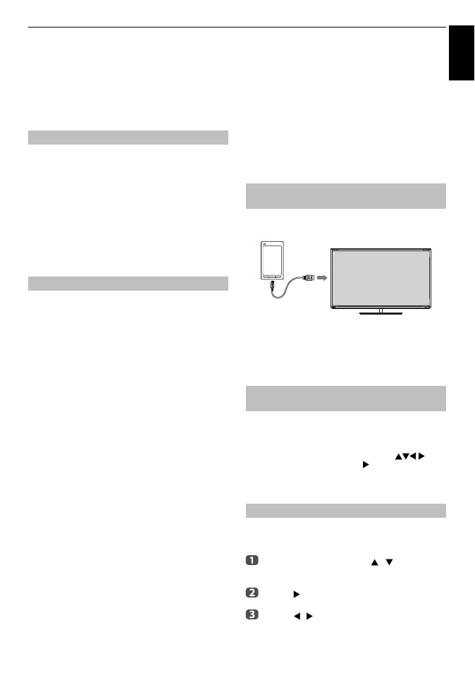 Hdmi cec control one touch play, Hdmi cec control system standby, Using mhl tv function | Connecting an mhl-compatible device, Operating an mhl-compatible device, Mhl setup | Toshiba M6363 User Manual | Page 81 / 94