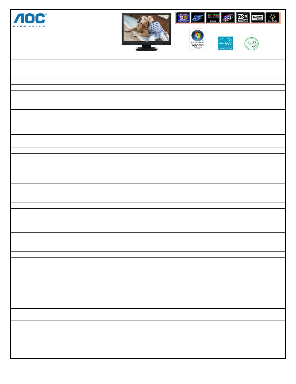 AOC 2016Vwa User Manual | 1 page