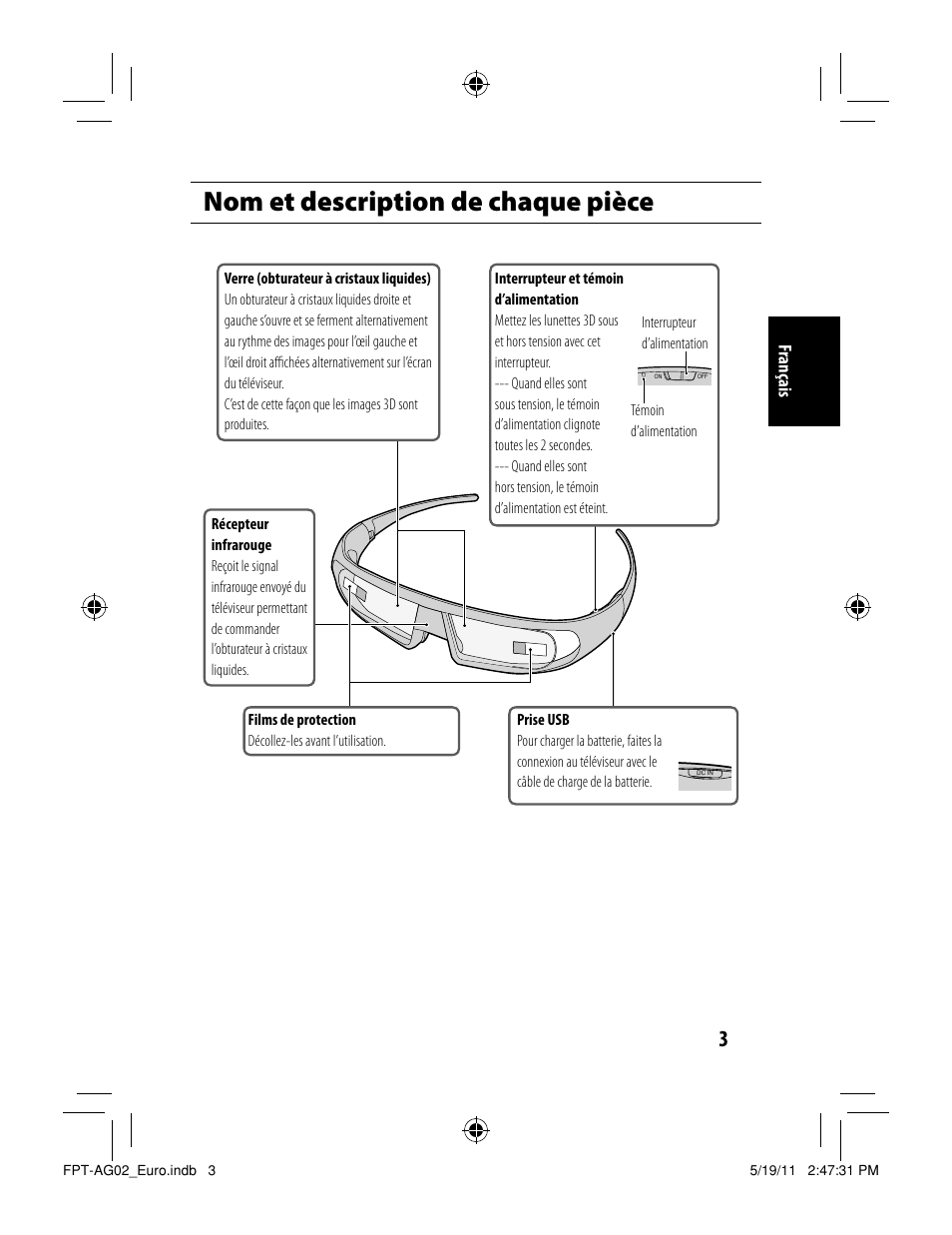 Nom et description de chaque pièce | Toshiba FPTAG02G User Manual | Page 11 / 108