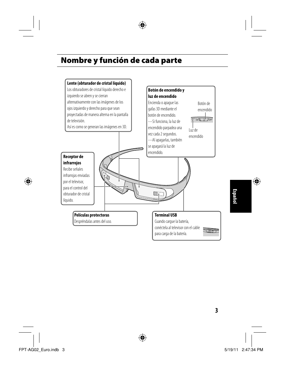 Nombre y función de cada parte | Toshiba FPTAG02G User Manual | Page 23 / 108