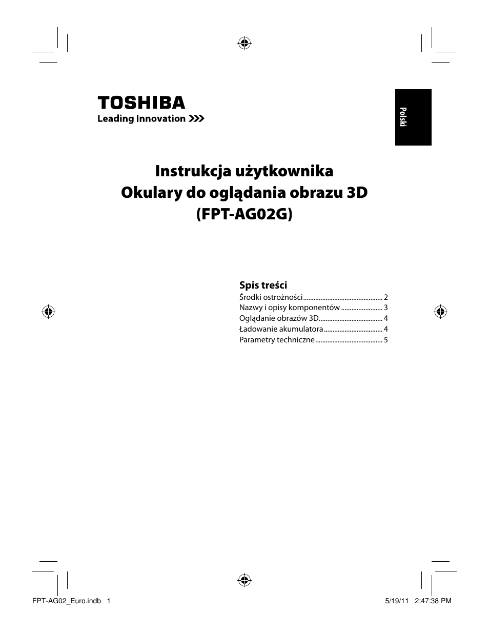 Toshiba FPTAG02G User Manual | Page 39 / 108