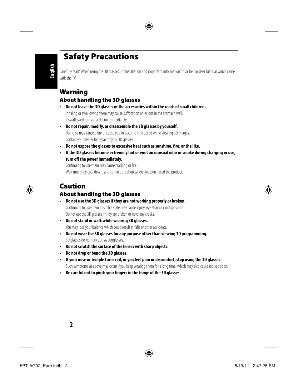 Safety precautions, Warning, Caution | Toshiba FPTAG02G User Manual | Page 4 / 108