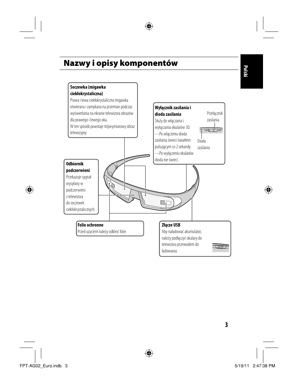 Nazwy i opisy komponentów | Toshiba FPTAG02G User Manual | Page 41 / 108