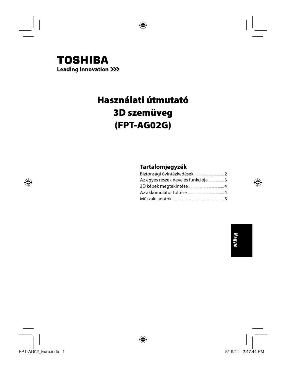 Használati útmutató 3d szemüveg (fpt-ag02g) | Toshiba FPTAG02G User Manual | Page 63 / 108