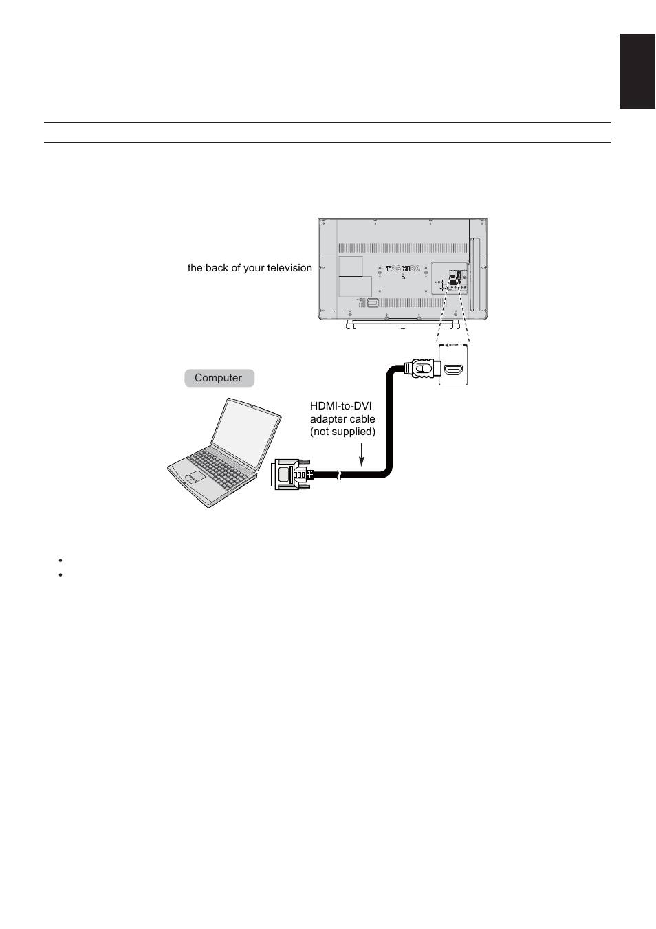 Connecting a computer | Toshiba L2433 User Manual | Page 13 / 59