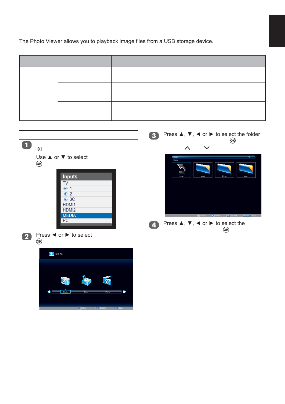 Enjoy photos through usb port, View photo files, English | Toshiba L2433 User Manual | Page 33 / 59