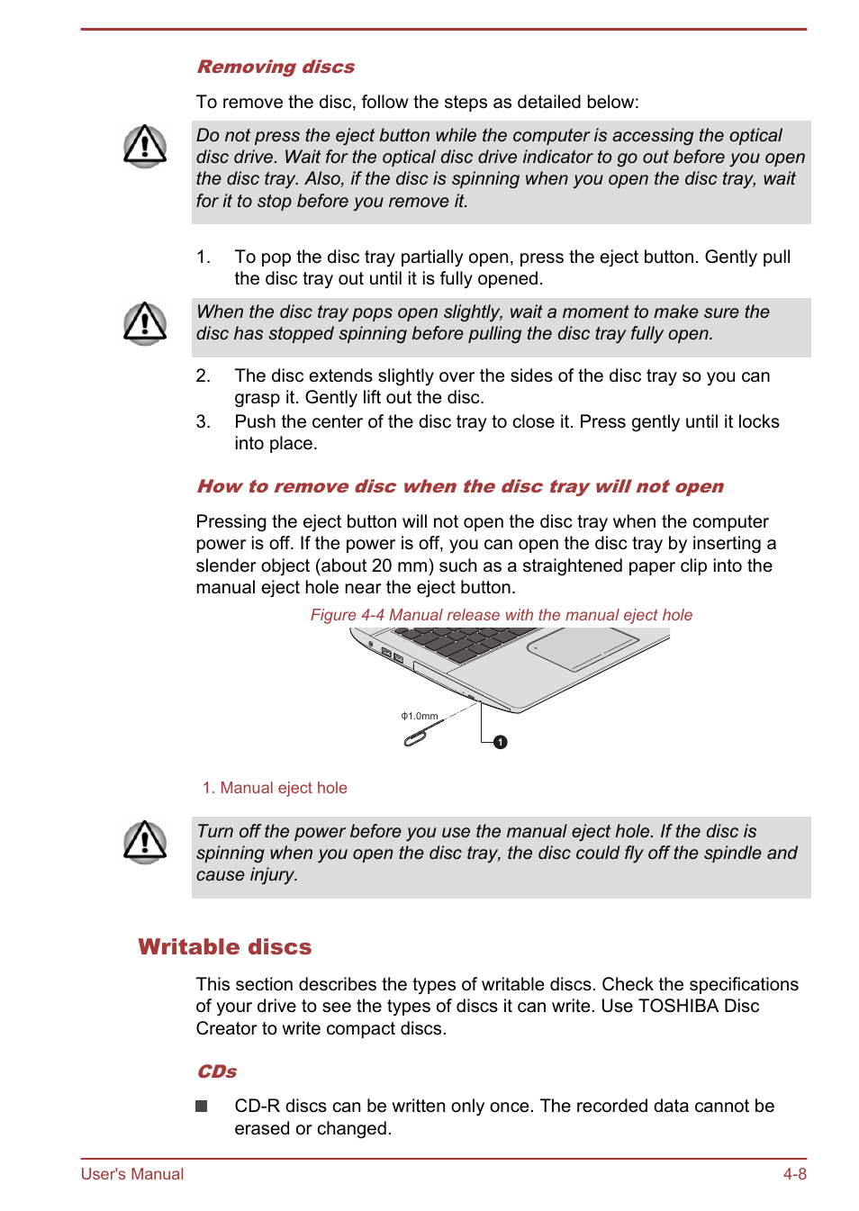 Writable discs | Toshiba Satellite L70T-A User Manual | Page 51 / 137