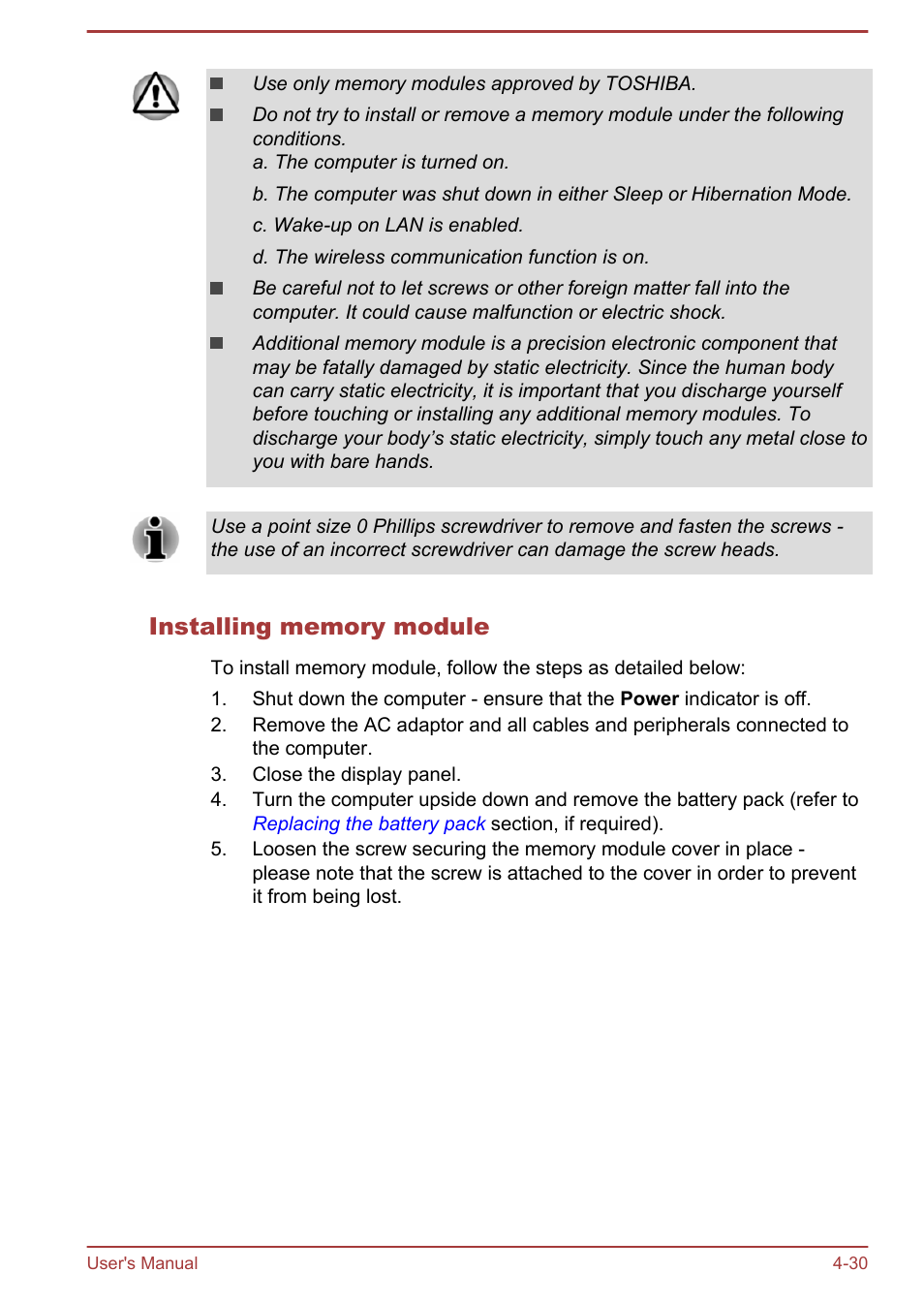 Installing memory module | Toshiba Satellite L70T-A User Manual | Page 73 / 137
