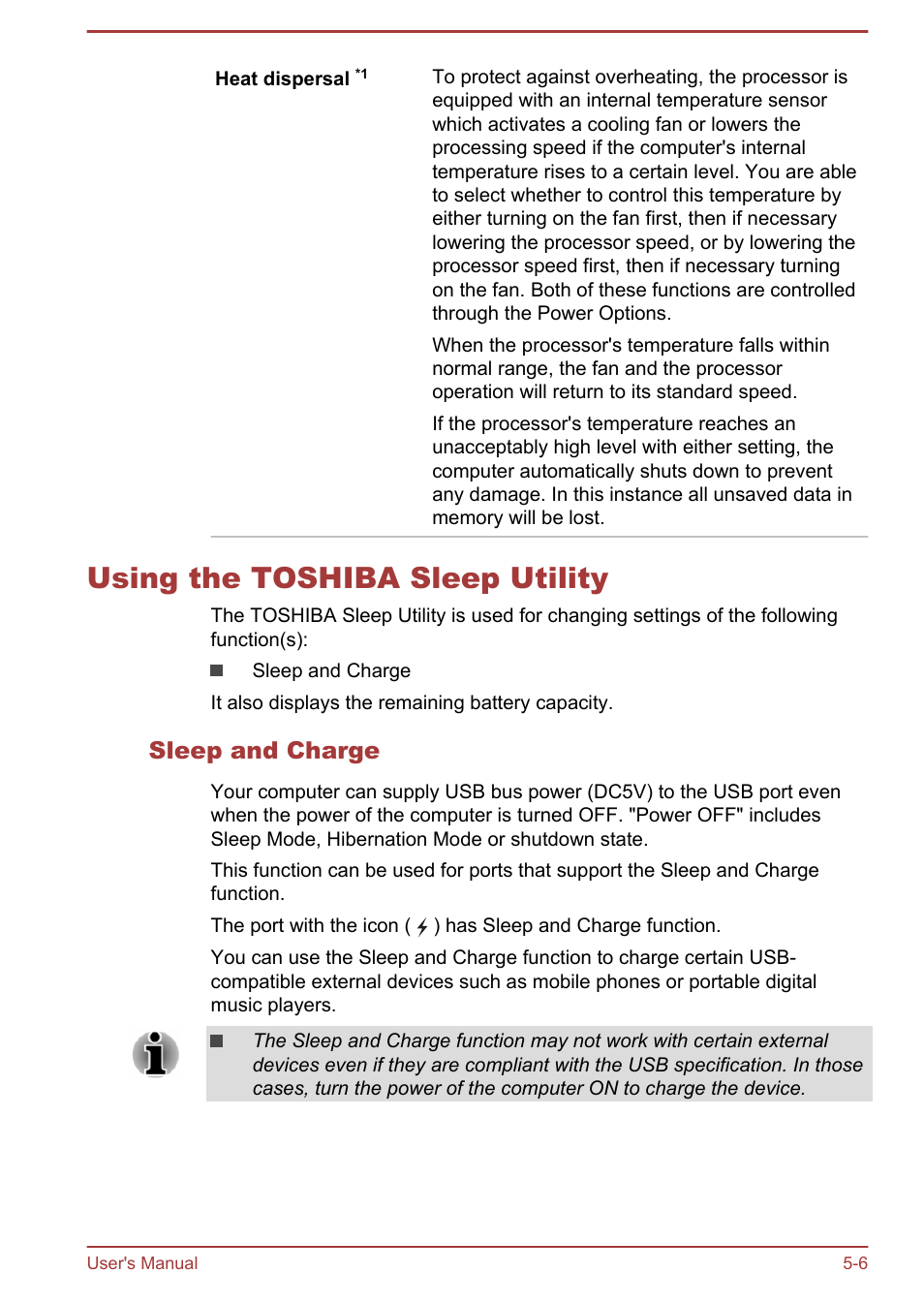 Using the toshiba sleep utility, Sleep and charge, Using the toshiba sleep utility -6 | Toshiba Satellite L70T-A User Manual | Page 92 / 137