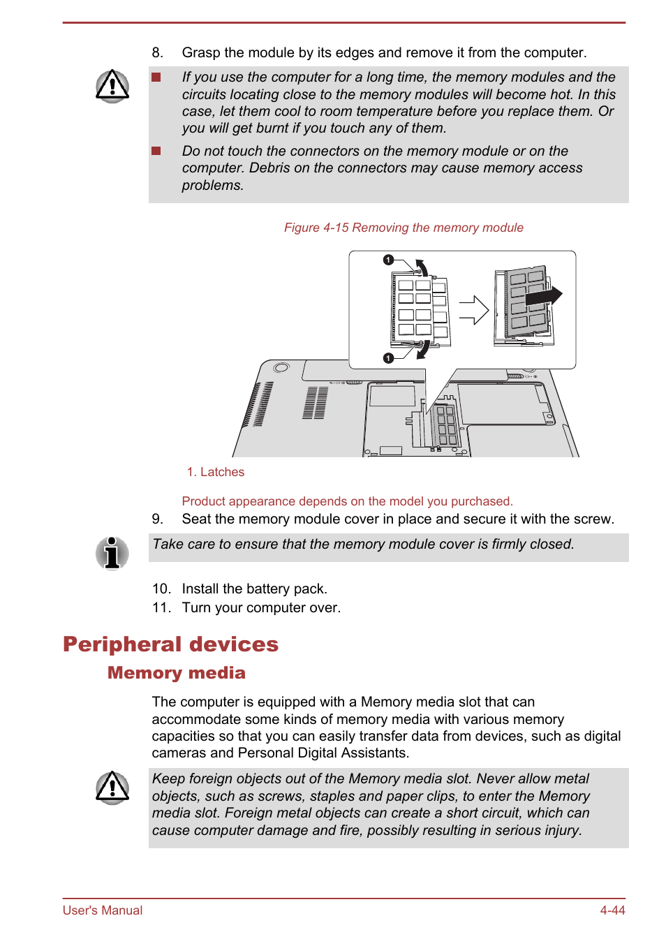 Peripheral devices, Memory media, Peripheral devices -44 | Toshiba Qosmio X875 User Manual | Page 103 / 158