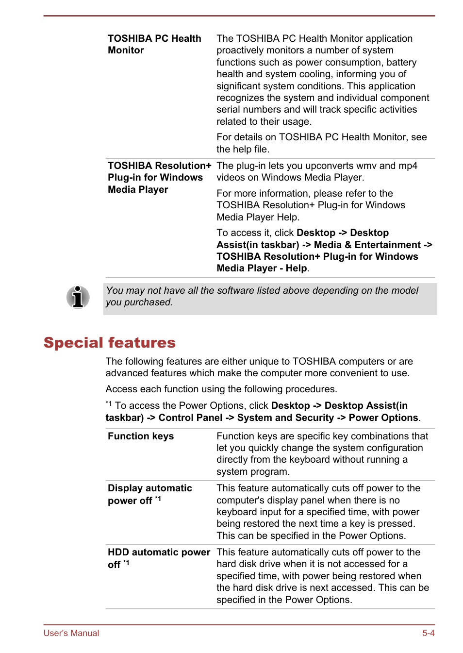 Special features, Special features -4 | Toshiba Qosmio X875 User Manual | Page 118 / 158