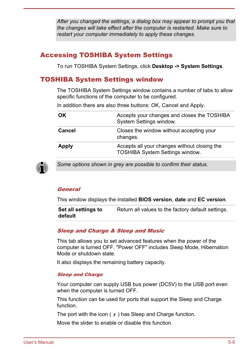 Accessing toshiba system settings, Toshiba system settings window | Toshiba Qosmio X875 User Manual | Page 123 / 158