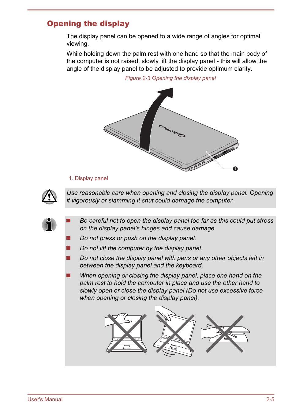 Opening the display | Toshiba Qosmio X875 User Manual | Page 34 / 158