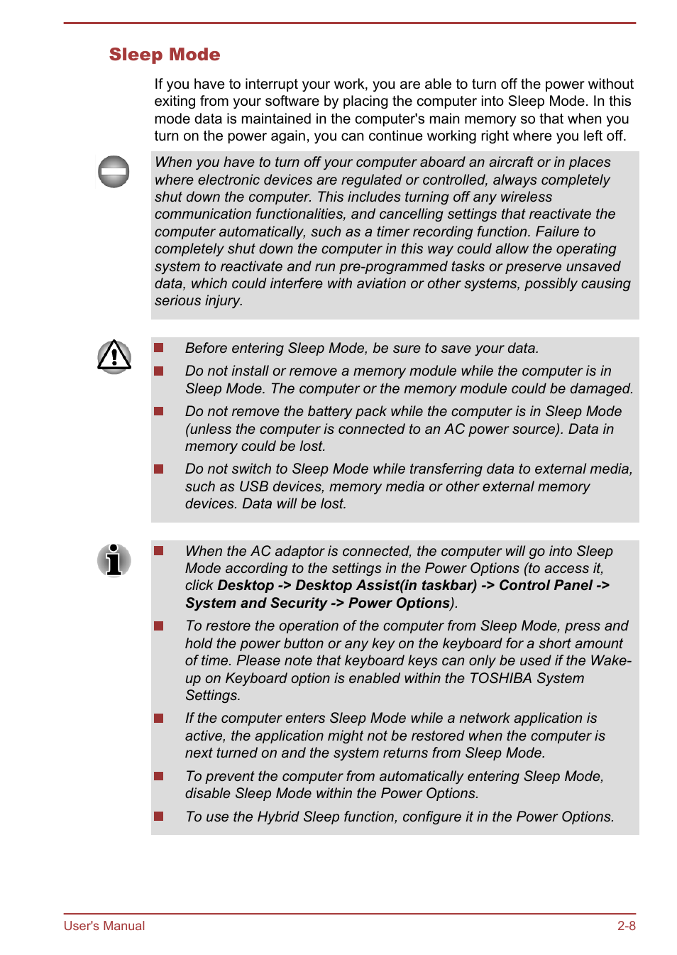 Sleep mode | Toshiba Qosmio X875 User Manual | Page 37 / 158