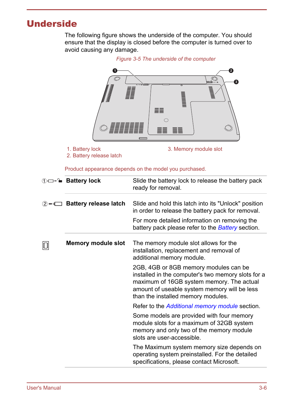 Underside, Underside -6 | Toshiba Qosmio X875 User Manual | Page 46 / 158