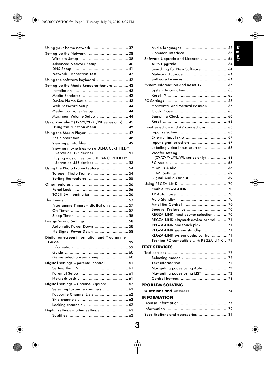 Toshiba TV743 User Manual | Page 3 / 84