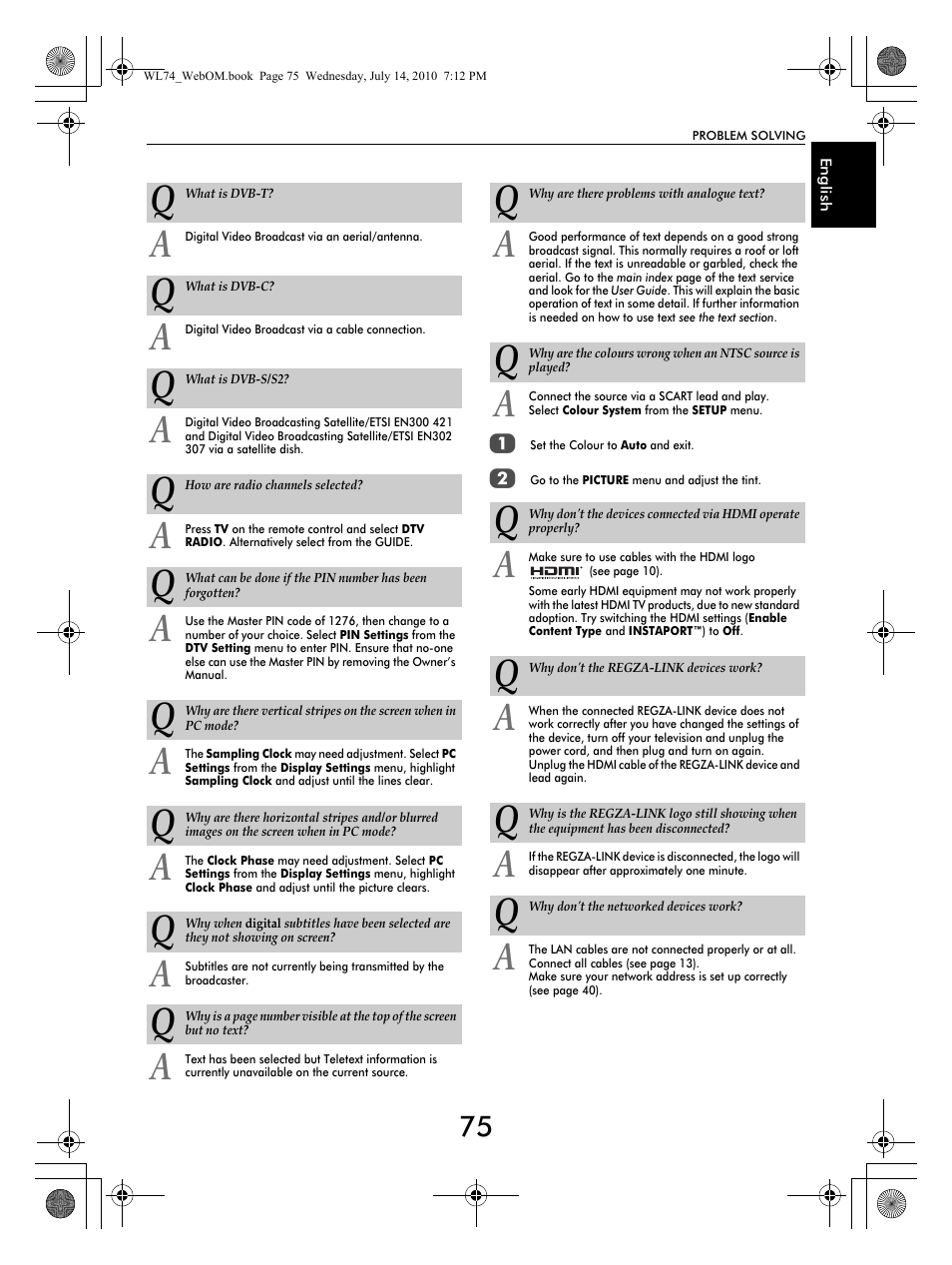 Toshiba TV743 User Manual | Page 75 / 84