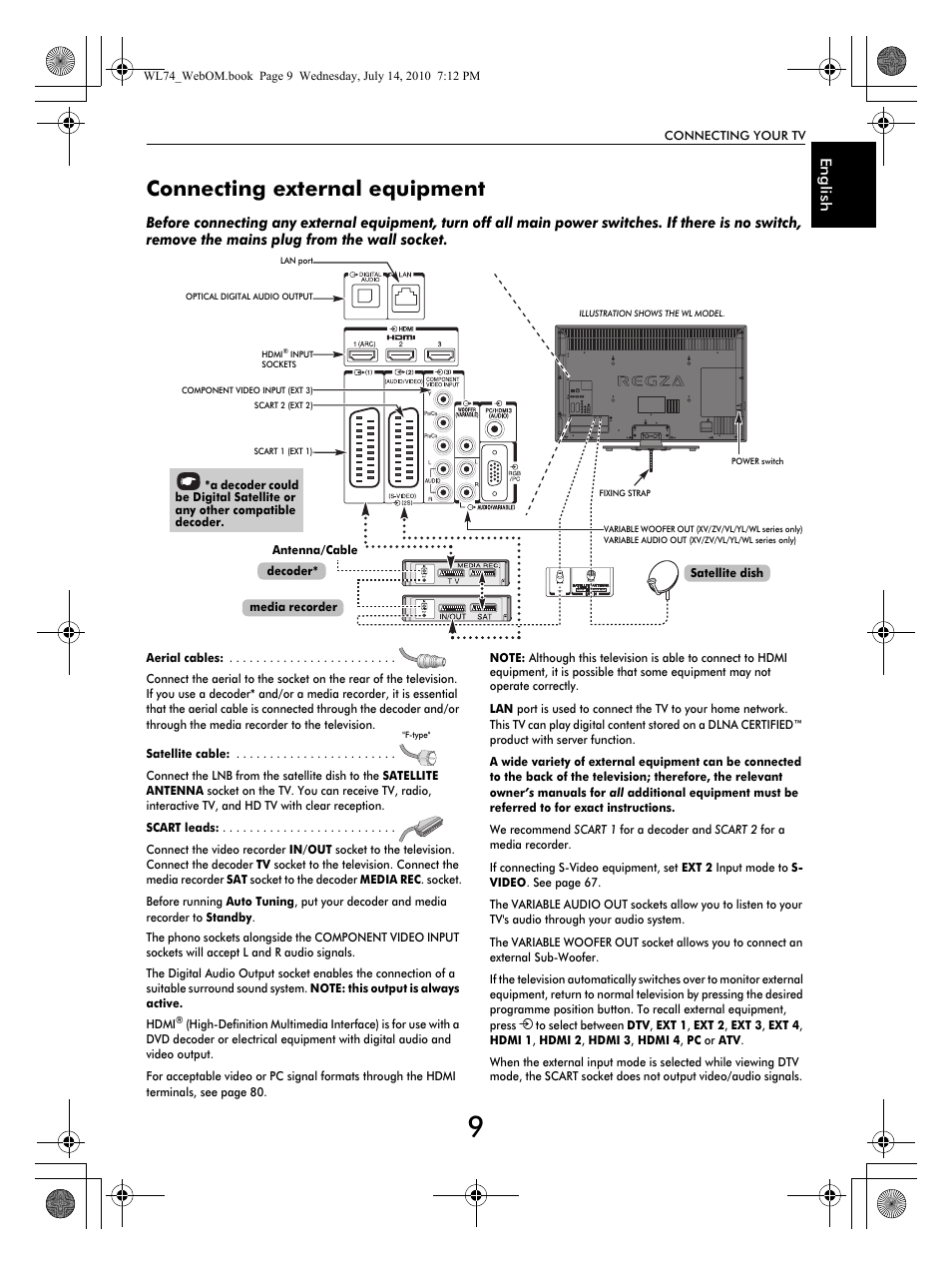 Connecting external equipment | Toshiba TV743 User Manual | Page 9 / 84