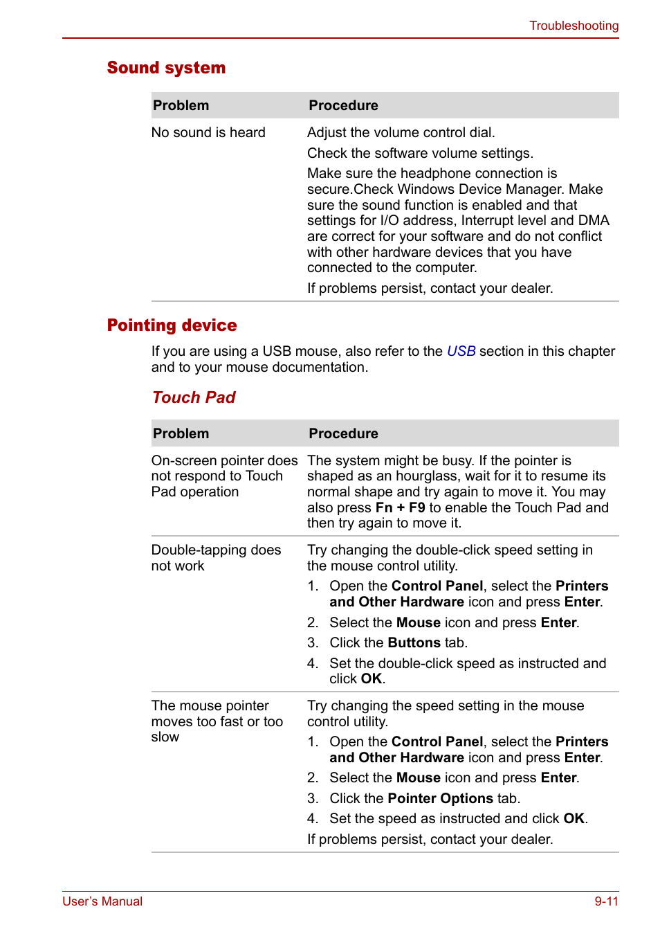 Sound system pointing device | Toshiba Satellite Pro P100 (PSPAE) User Manual | Page 137 / 172