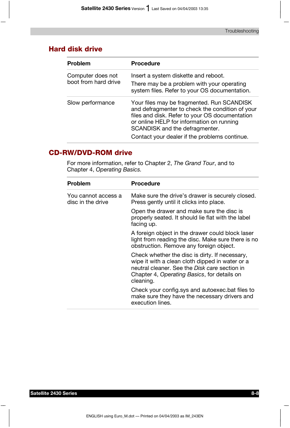 Hard disk drive, Cd-rw/dvd-rom drive | Toshiba Satellite 2430-301 User Manual | Page 132 / 222