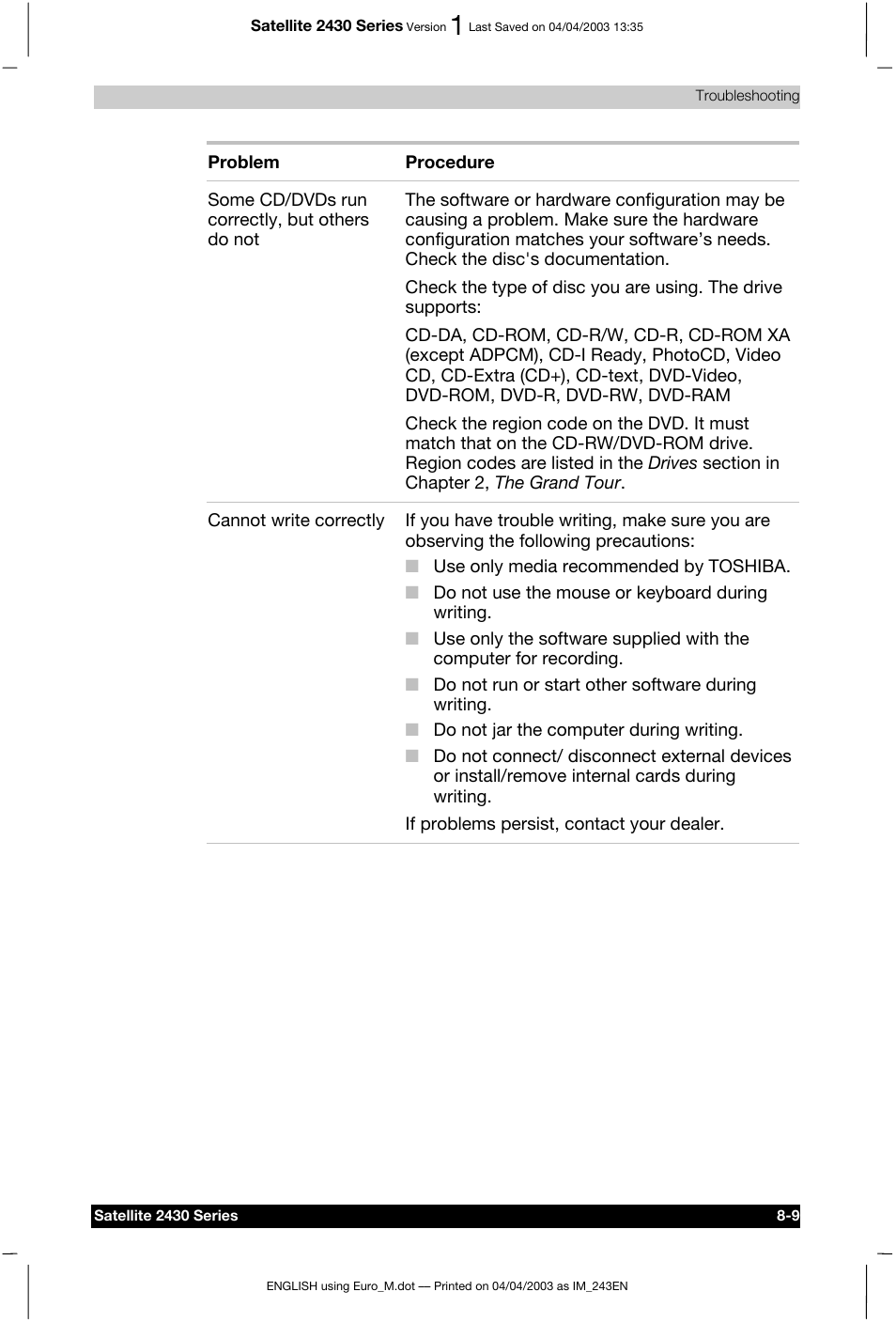 Toshiba Satellite 2430-301 User Manual | Page 133 / 222