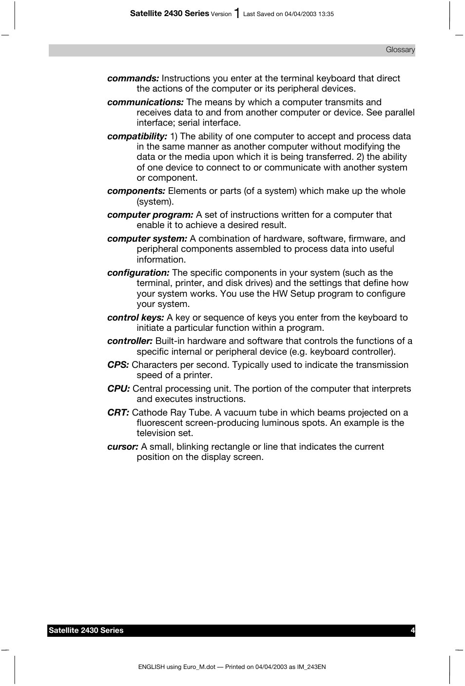 Toshiba Satellite 2430-301 User Manual | Page 207 / 222