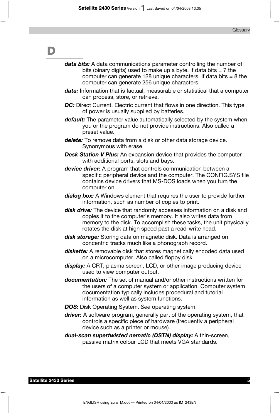 Toshiba Satellite 2430-301 User Manual | Page 208 / 222