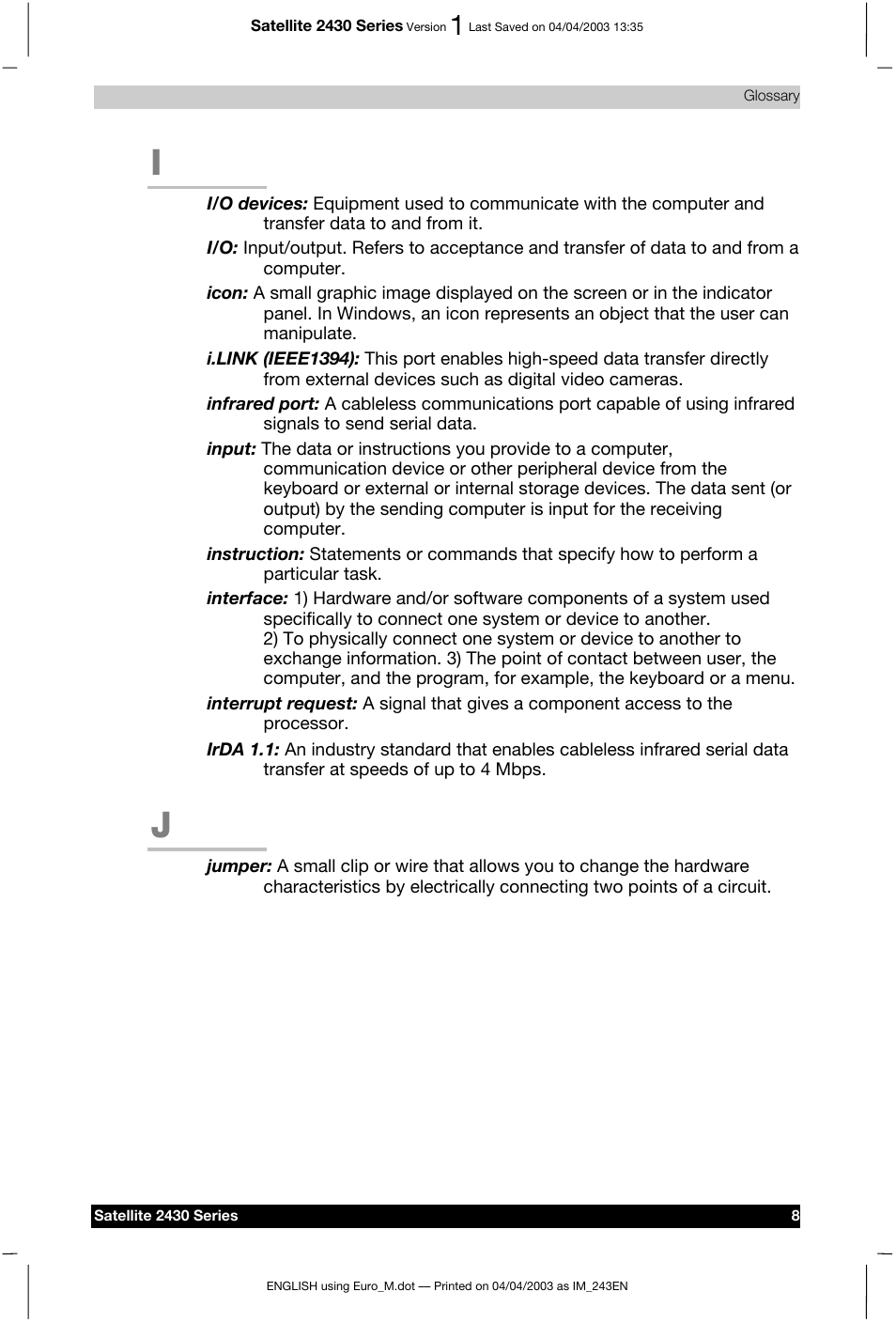 Toshiba Satellite 2430-301 User Manual | Page 211 / 222