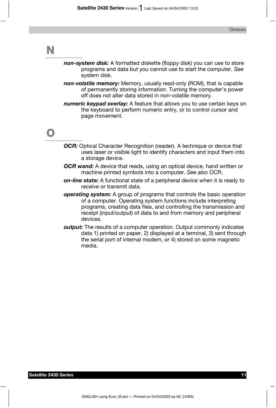 Toshiba Satellite 2430-301 User Manual | Page 214 / 222