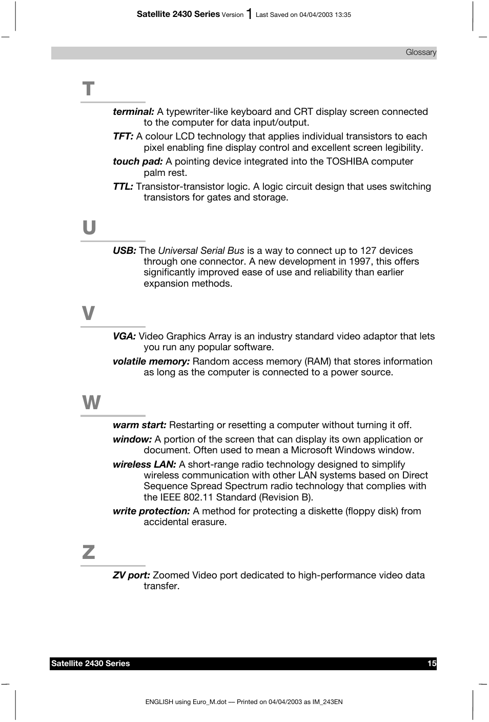 Toshiba Satellite 2430-301 User Manual | Page 218 / 222