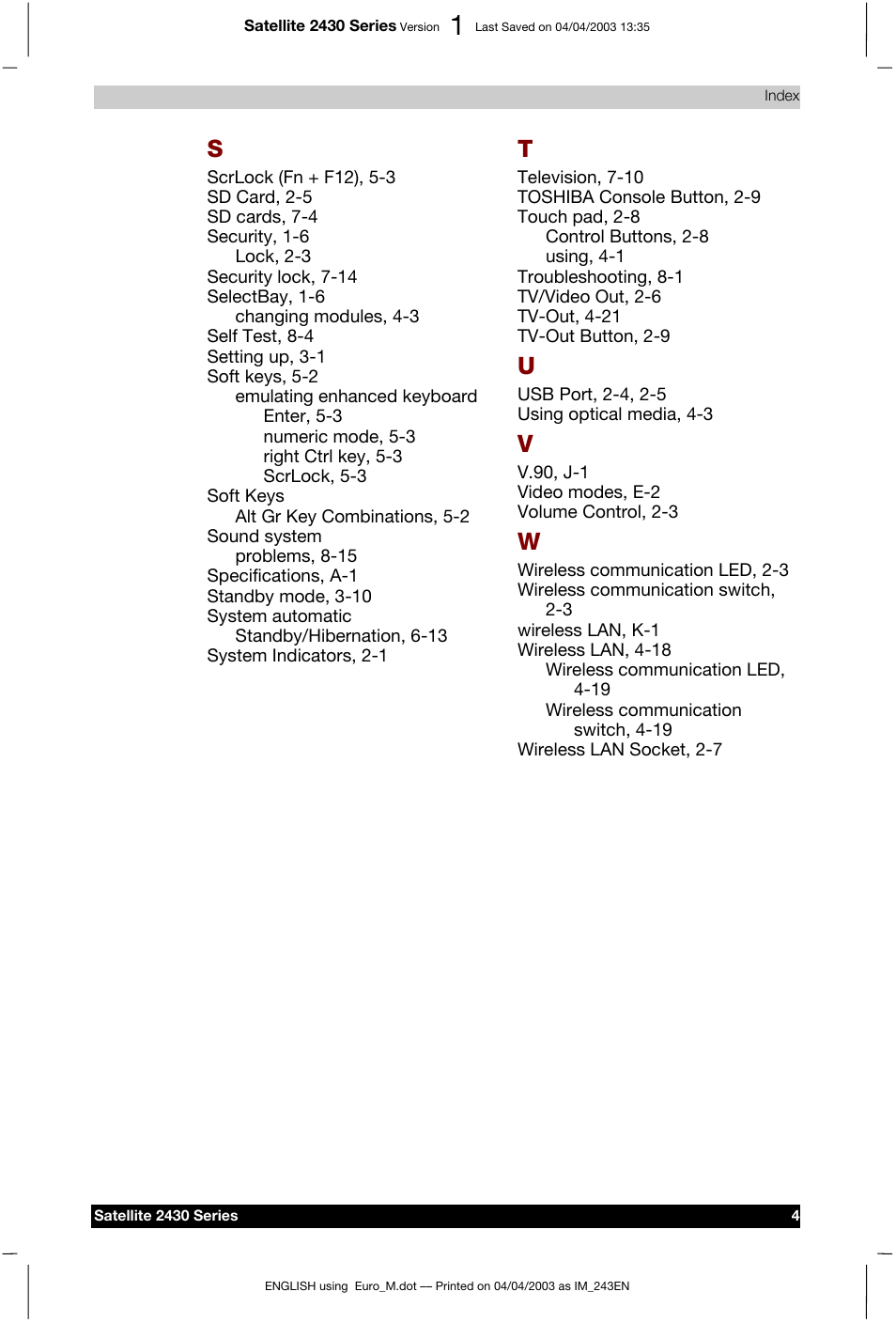 Toshiba Satellite 2430-301 User Manual | Page 222 / 222