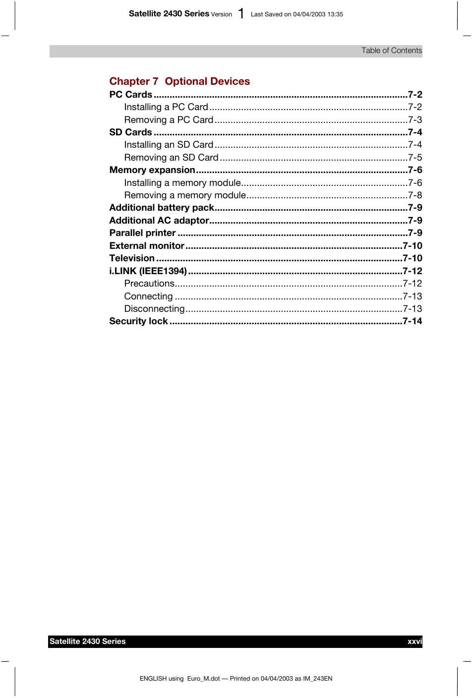 Toshiba Satellite 2430-301 User Manual | Page 26 / 222