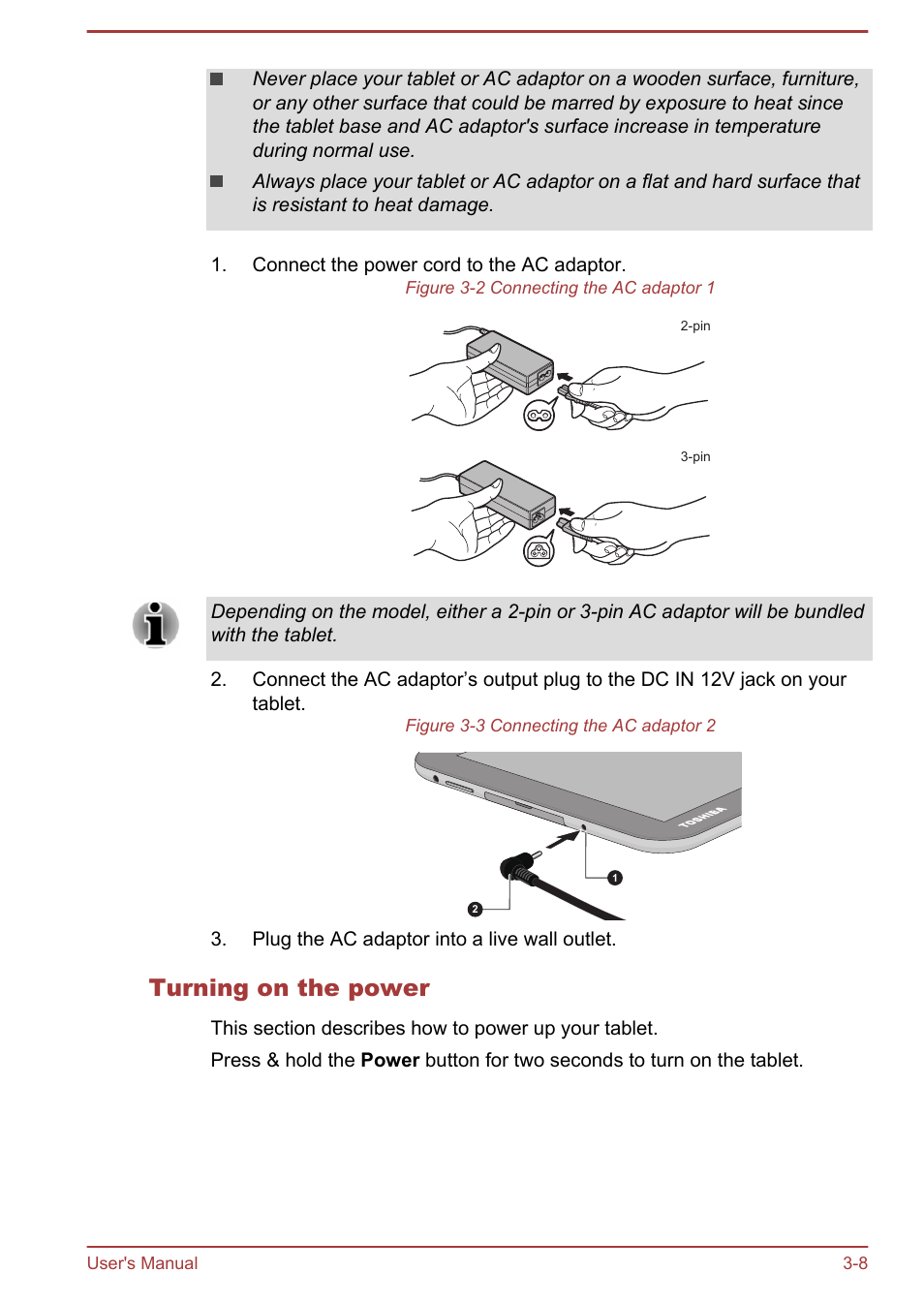 Turning on the power | Toshiba AT10LE-A User Manual | Page 21 / 102