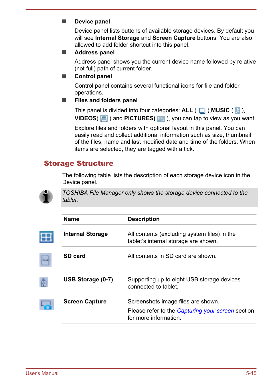 Storage structure | Toshiba AT10LE-A User Manual | Page 52 / 102