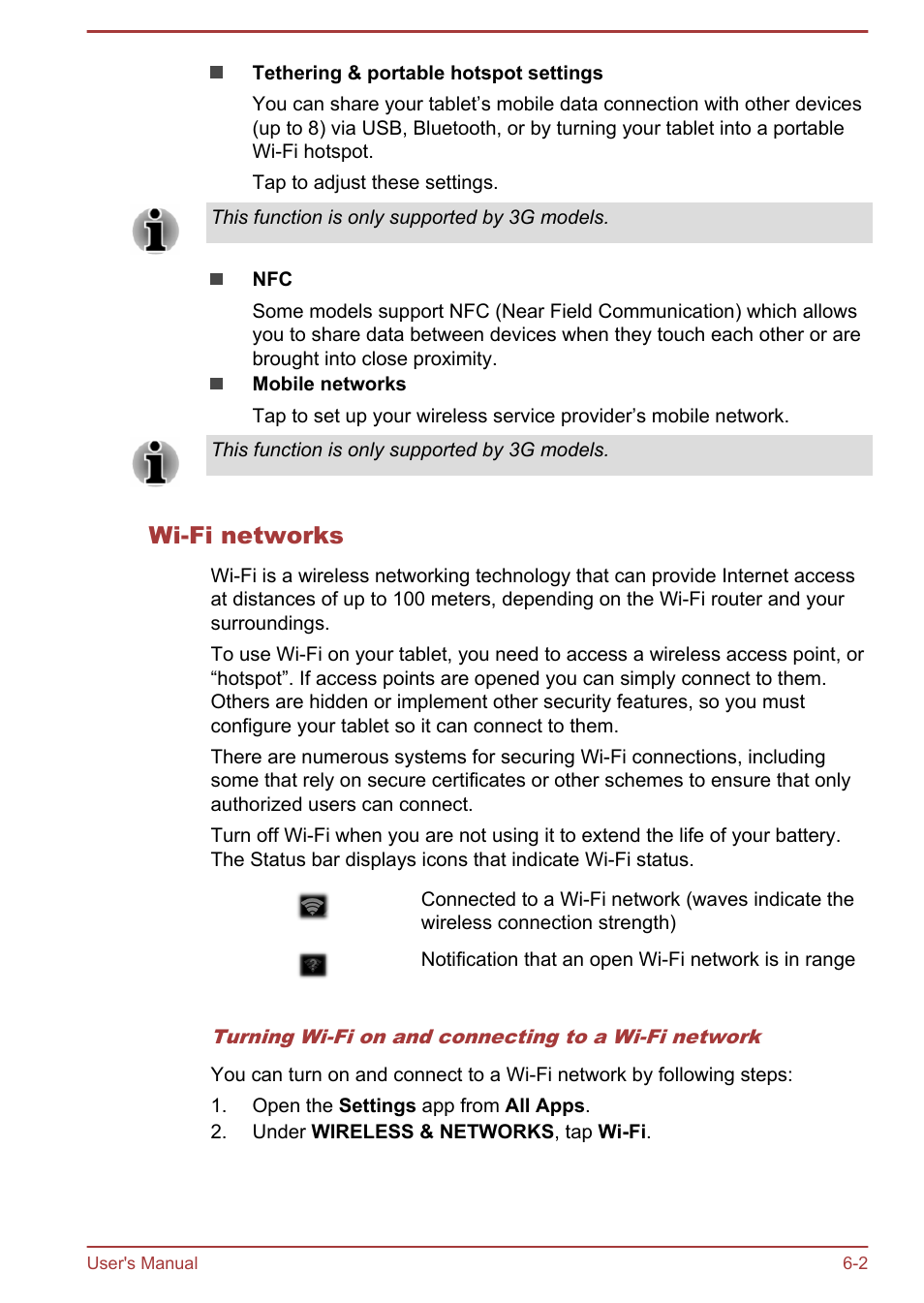 Wi-fi networks | Toshiba AT10LE-A User Manual | Page 57 / 102