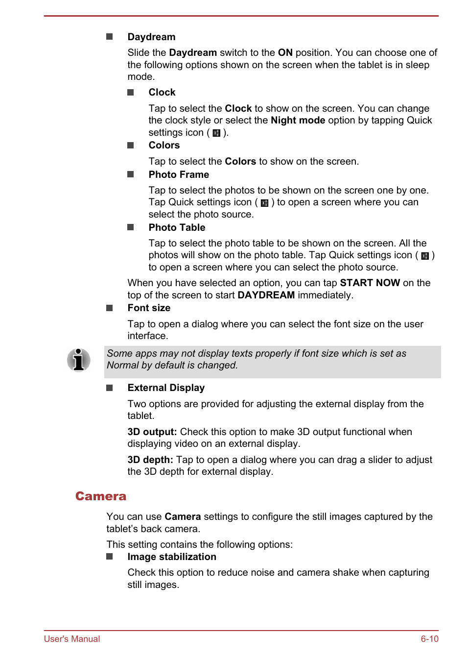 Camera | Toshiba AT10LE-A User Manual | Page 65 / 102