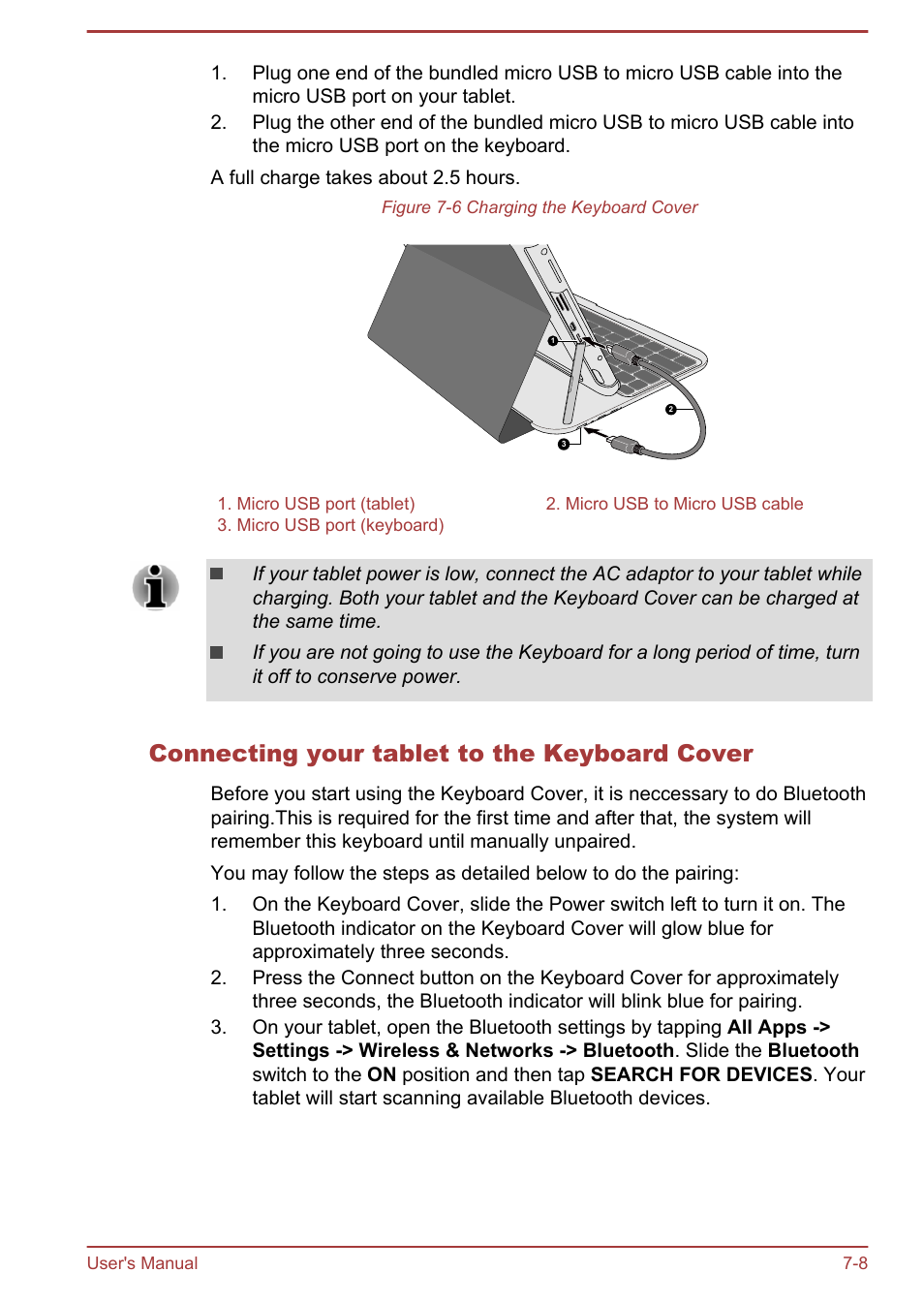 Connecting your tablet to the keyboard cover | Toshiba AT10LE-A User Manual | Page 86 / 102