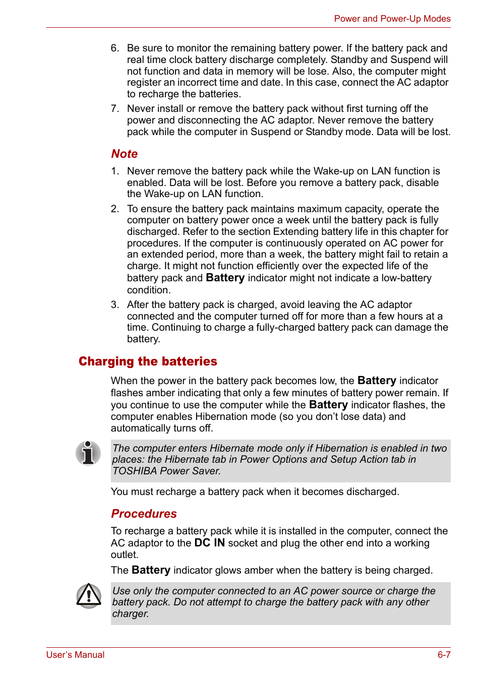 Charging the batteries | Toshiba Satellite M40 (PSM42) User Manual | Page 111 / 191