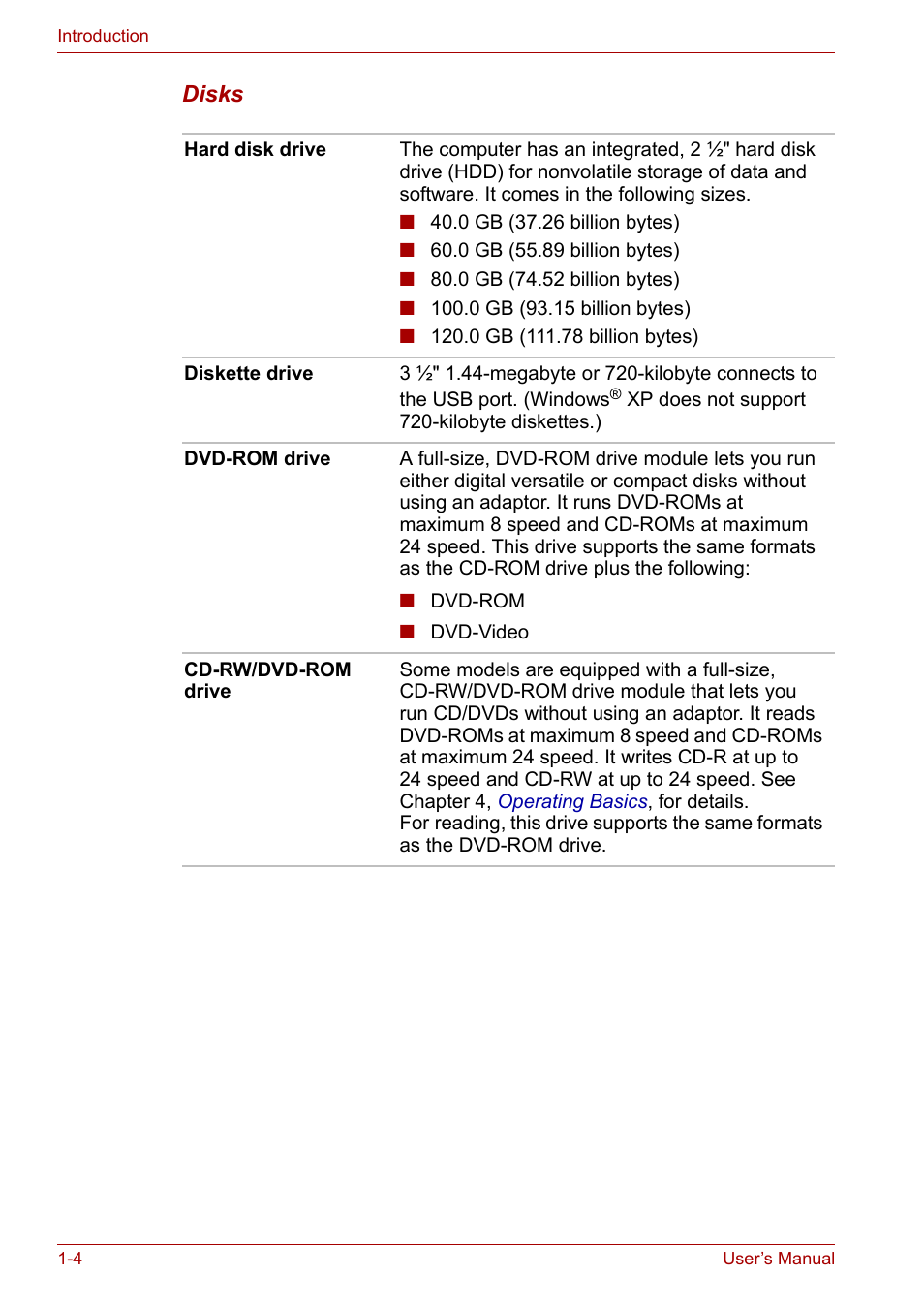 Toshiba Satellite M40 (PSM42) User Manual | Page 22 / 191