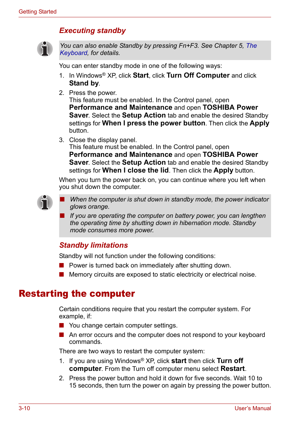 Restarting the computer, Restarting the computer -10 | Toshiba Satellite M40 (PSM42) User Manual | Page 62 / 191
