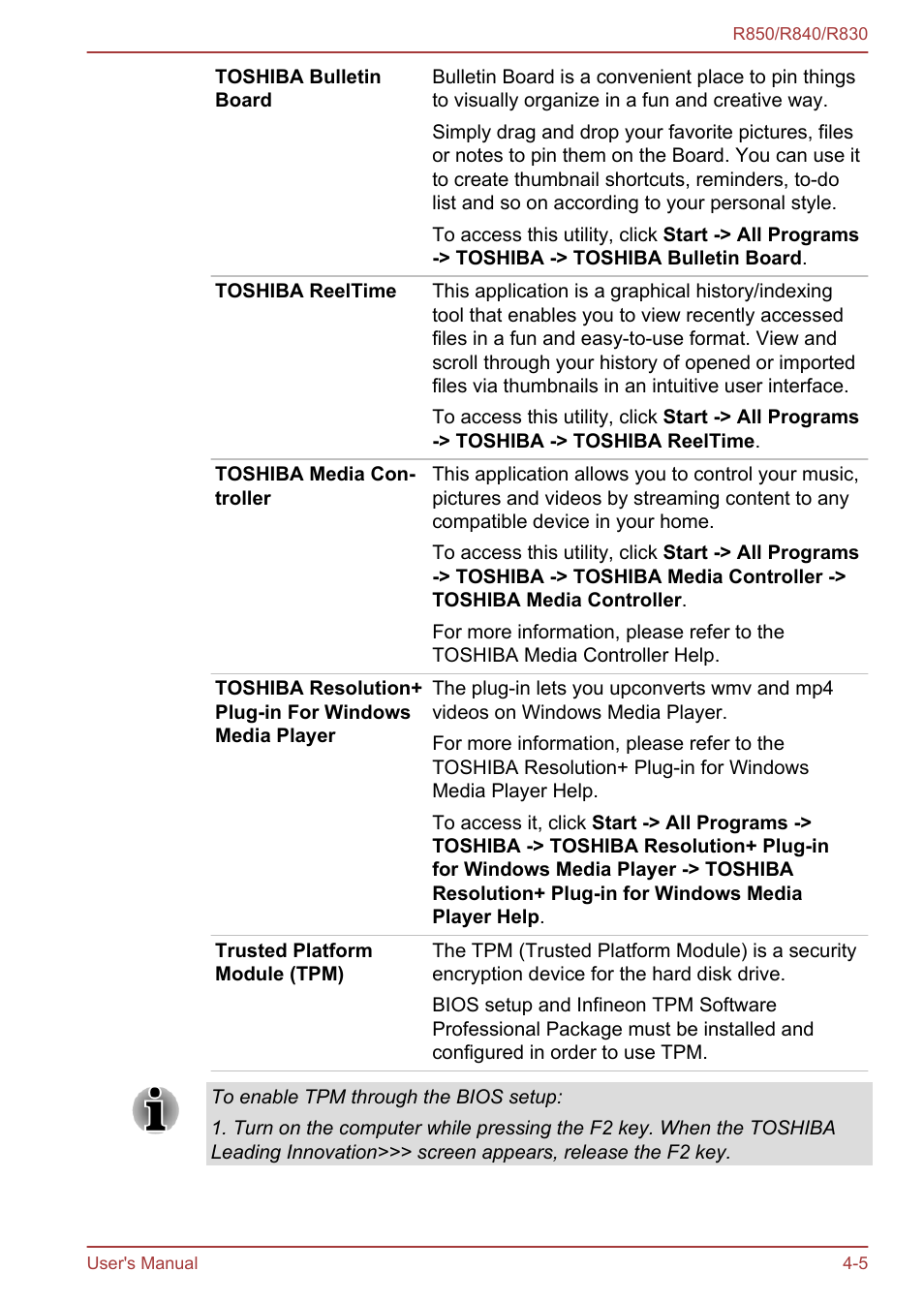 Toshiba Tecra R850 User Manual | Page 123 / 208