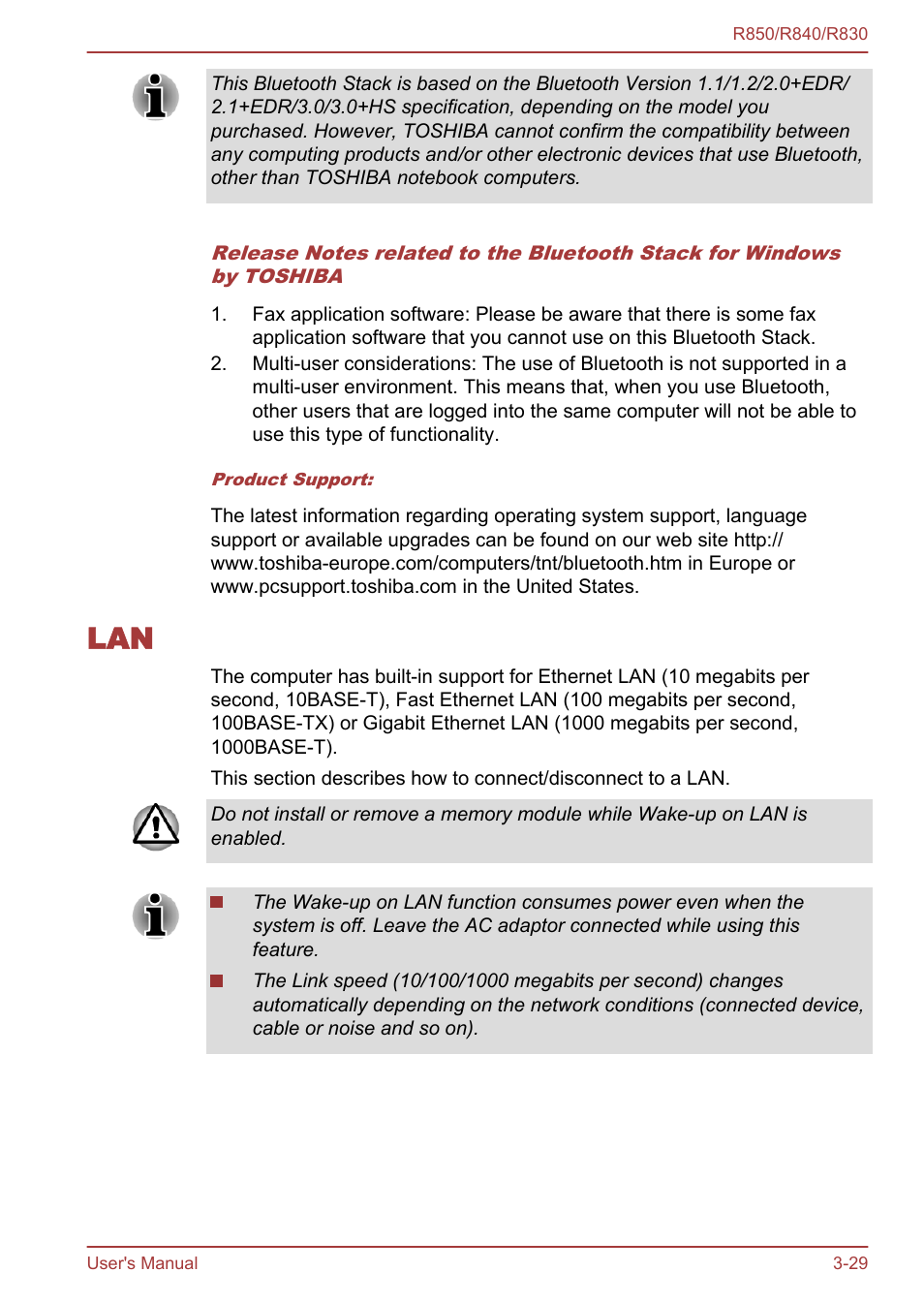 Lan -29 | Toshiba Tecra R850 User Manual | Page 94 / 208