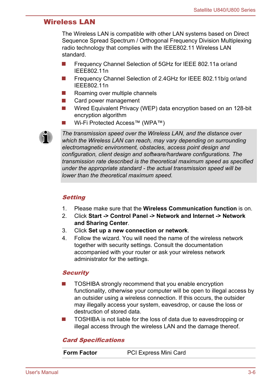 Wireless lan | Toshiba Satellite U840 User Manual | Page 41 / 123